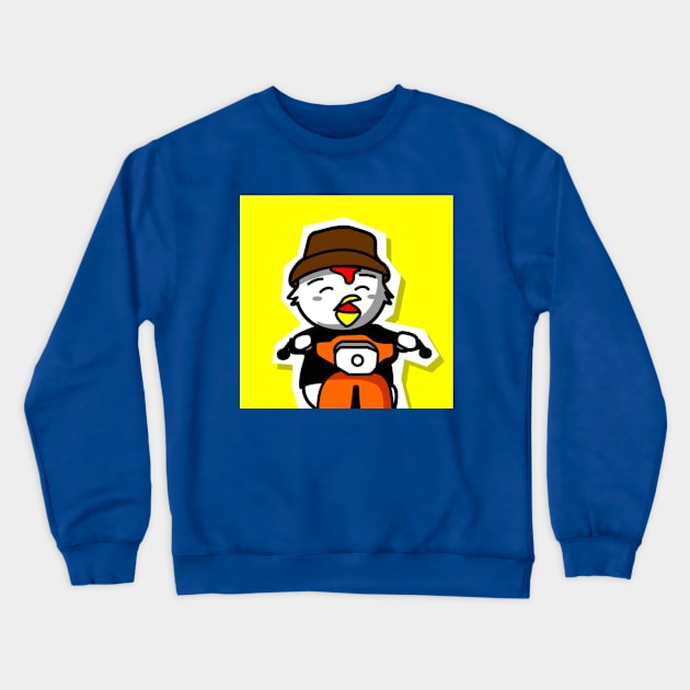 Chicken Rides a Vespa Crewneck Sweatshirt by Cuppycake